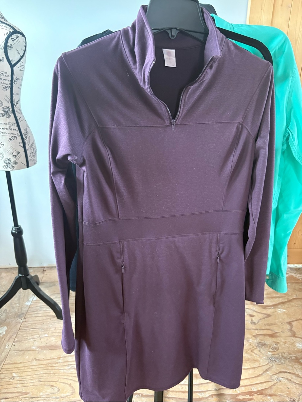 Soybu Glissade LS Majestic Purple Quarter-Zip Active Dress w/pockets Medium